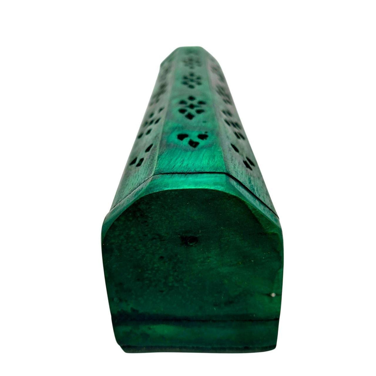 Green Wooden Chakra Incense Coffin Burner Box with Sliding Lid for Sticks and Co - Danisak