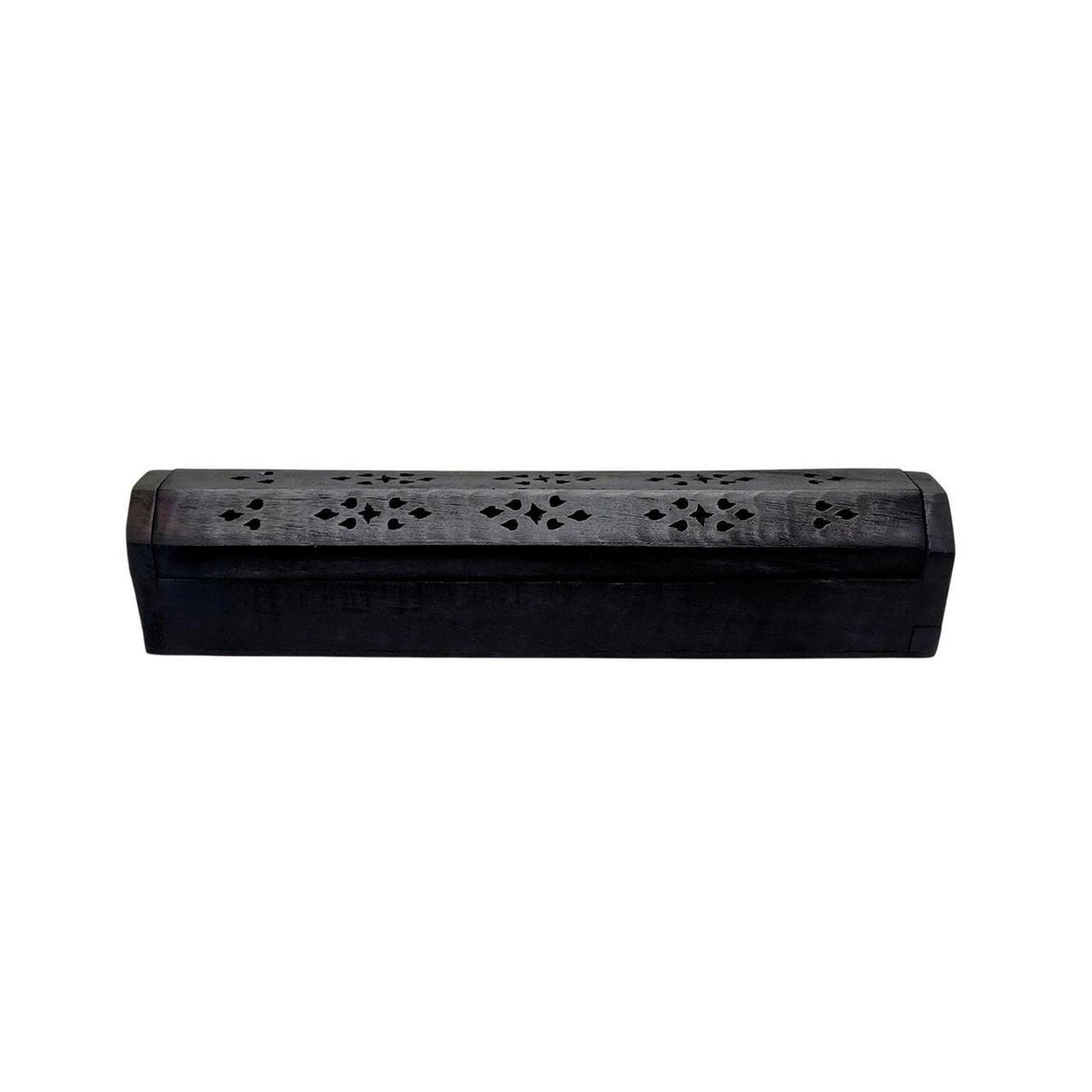 Hand-Carved Black Wood Incense Burner Box for 11-Inch Sticks and Cones - Danisak