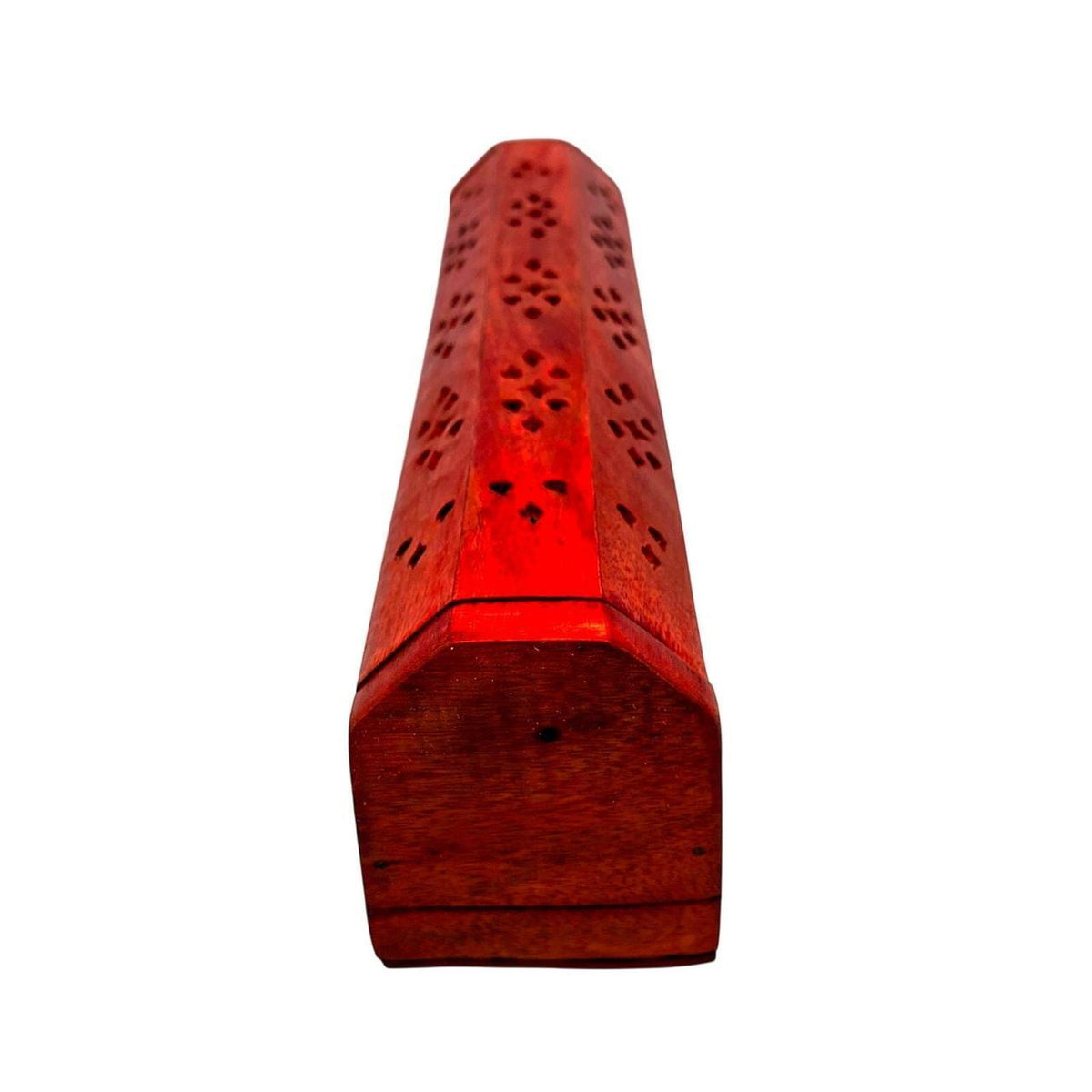 Hand-Carved Red Wood Incense Burner Box for Sticks and Cones - Elegant Bohemian - Danisak