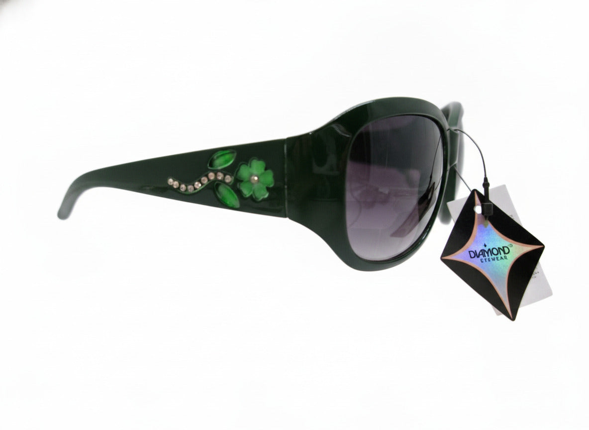 703 Diamond Eyewear Women's Green Floral Embellished Sunglasses - Danisak