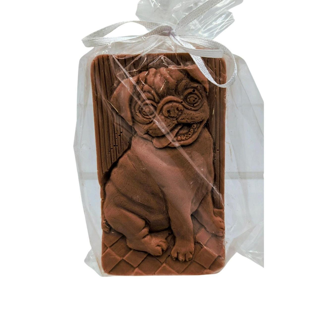 Plunk Soap Co. Mahogany and Teakwood Scented Pug Glycerin Soap Bar, 4 oz, Tan - Danisak