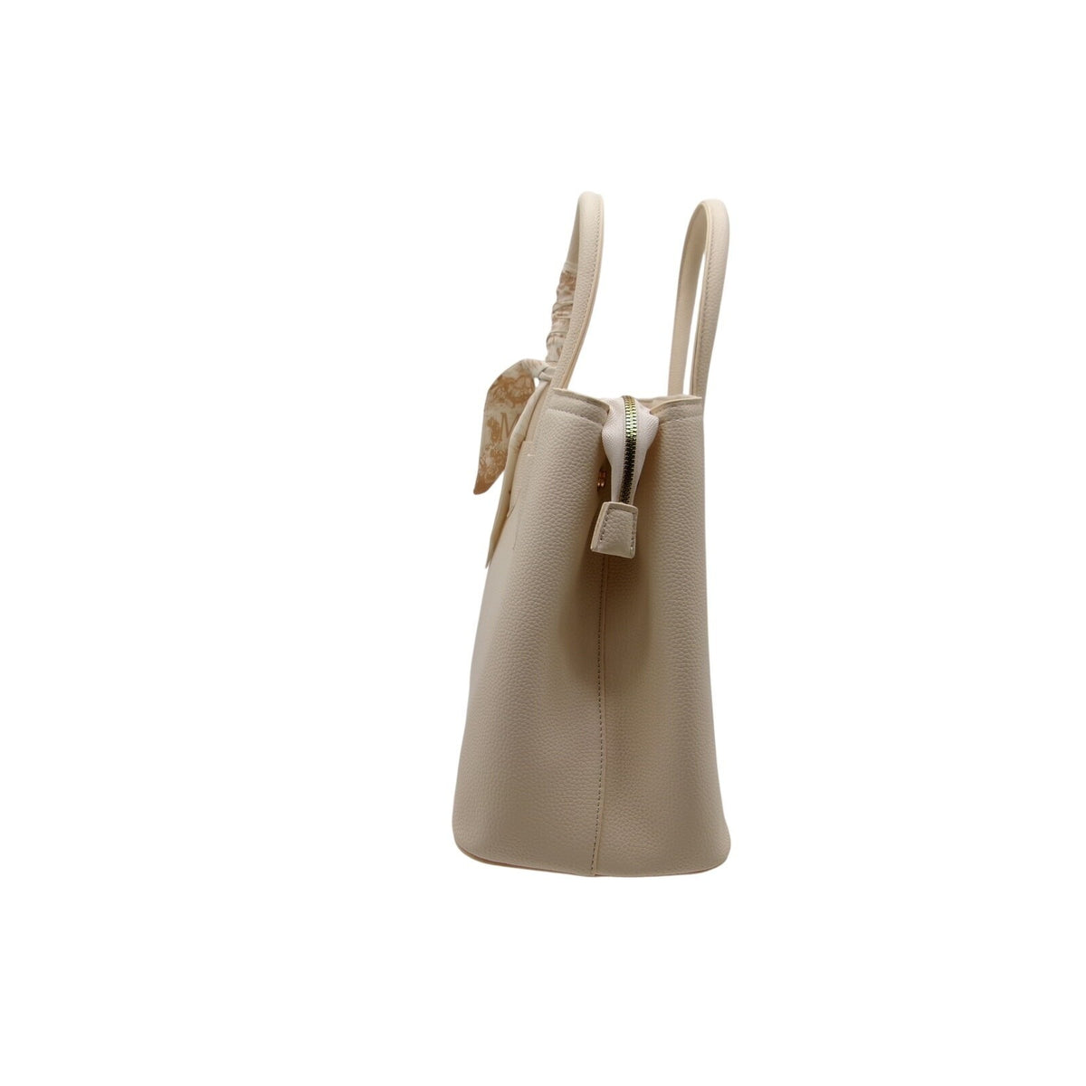 Beige Faux Leather 3-Piece Handbag Set with Shoulder Strap