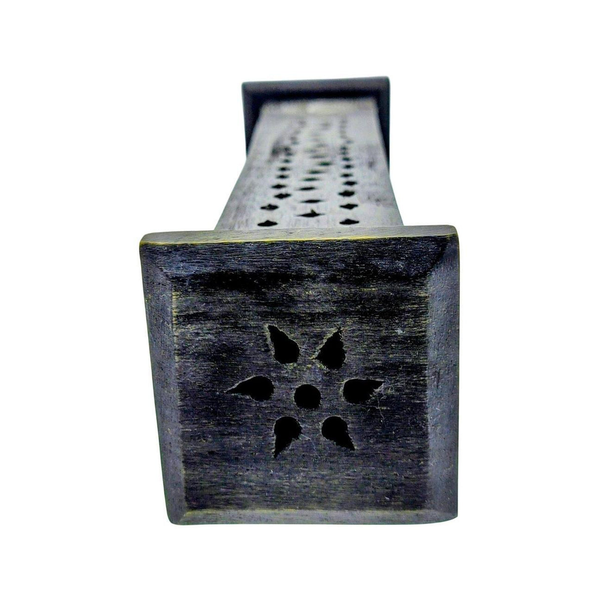 Hand-Carved Black OM Incense Tower with Silver Detailing – 11 Inch Aromatherapy, - Danisak