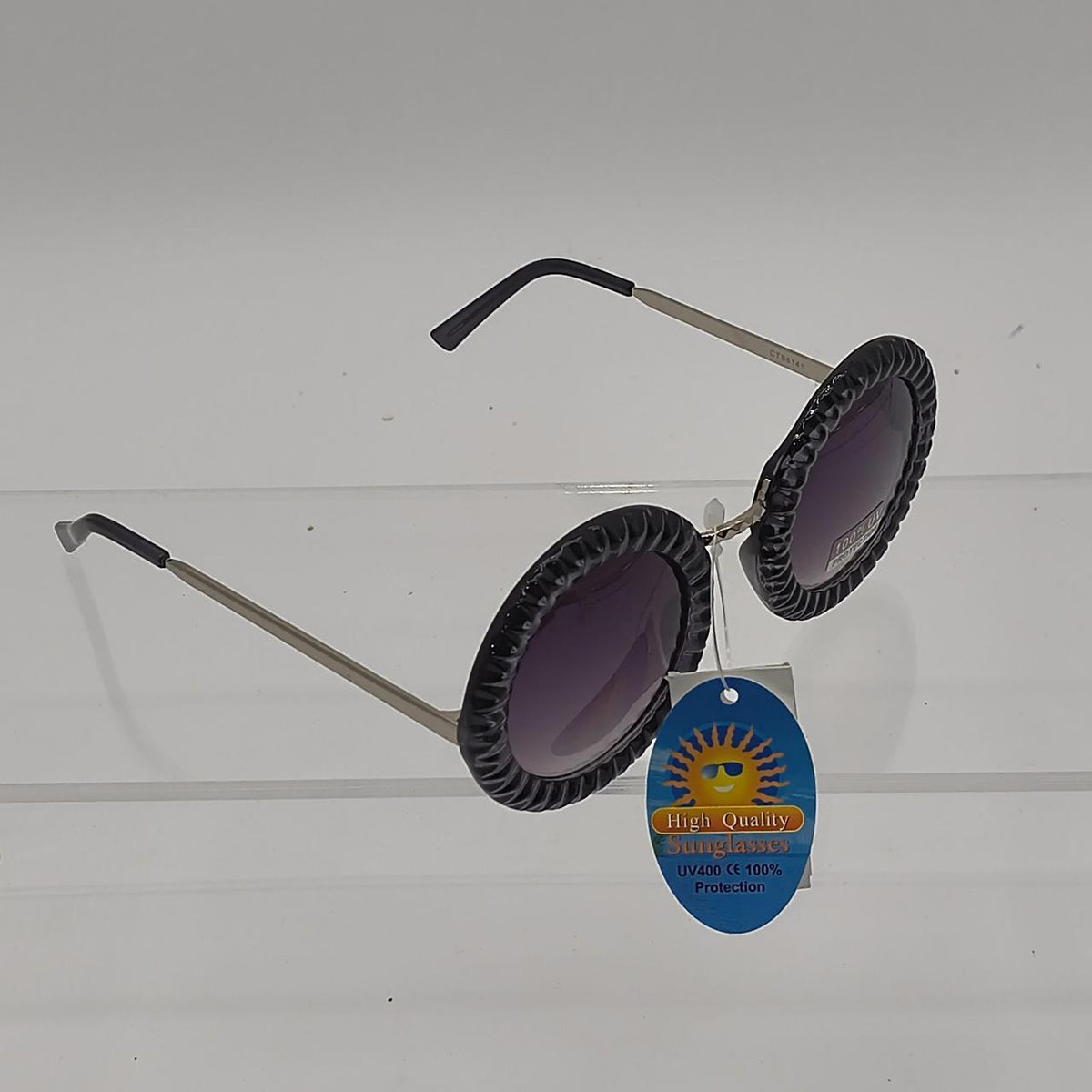 #152     Black round sunglasses with scalloped edges #retro - Danisak