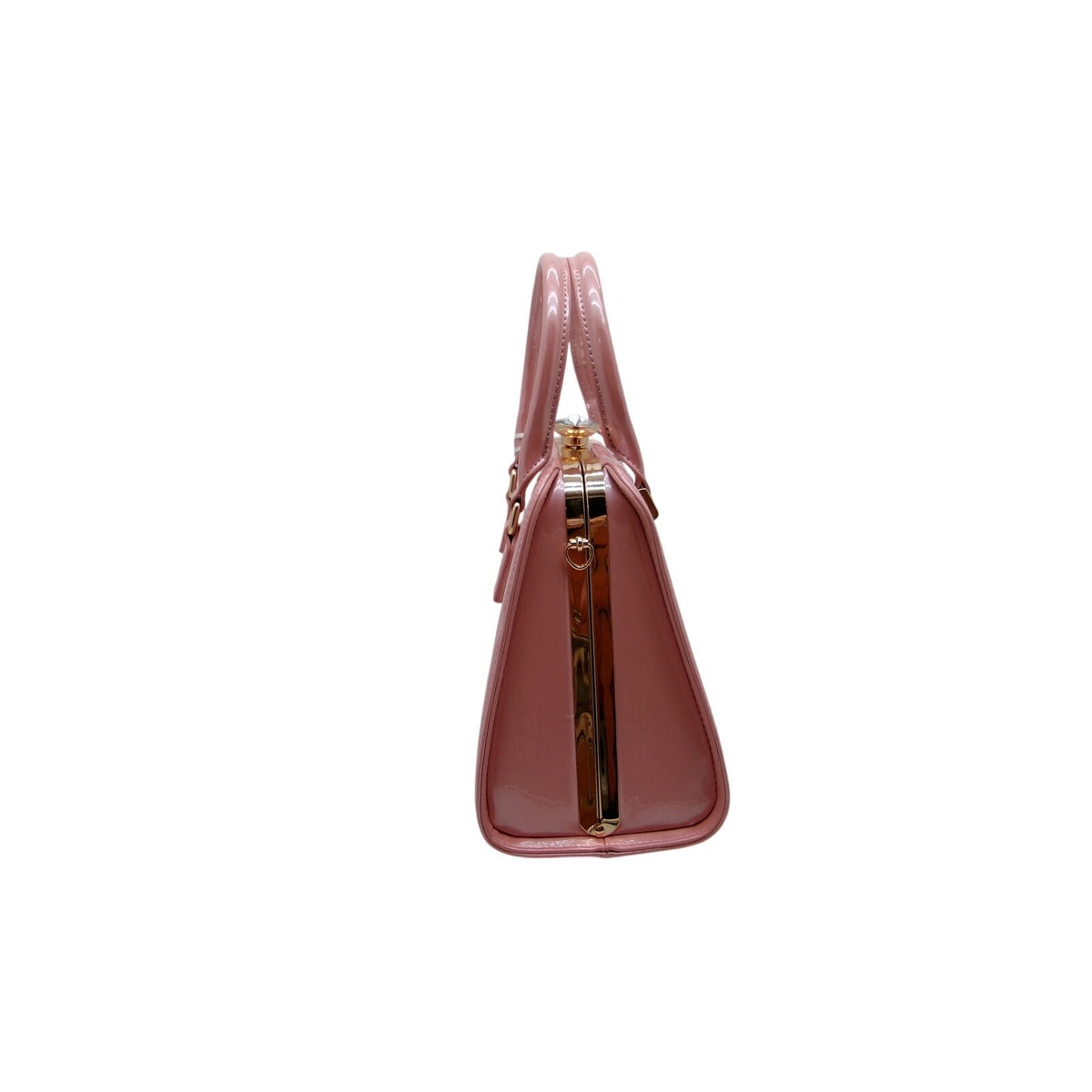 La Terre Mauve Pink Patent Leather Top Handle Bag