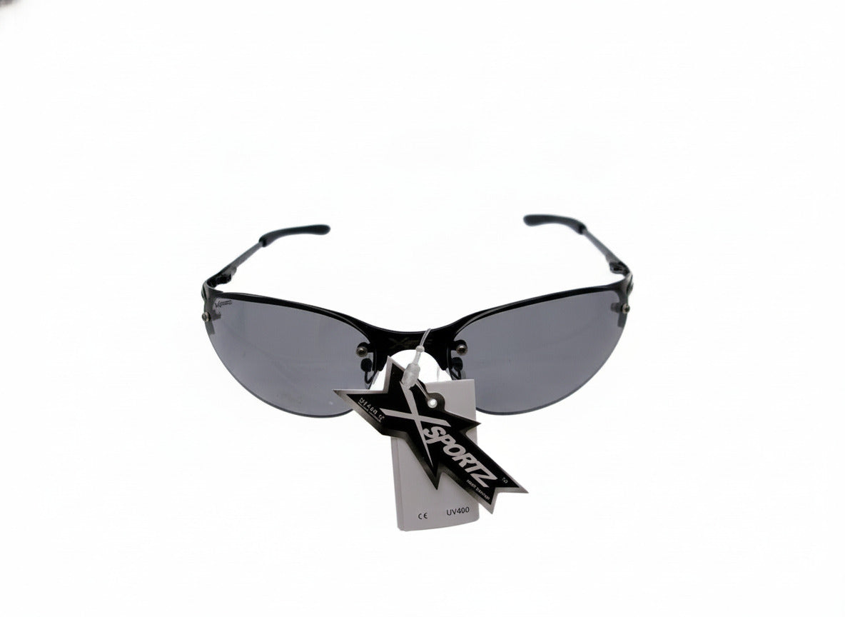 721  X Sportz Black Rimless Oval Sunglasses with Gray Lenses - Danisak