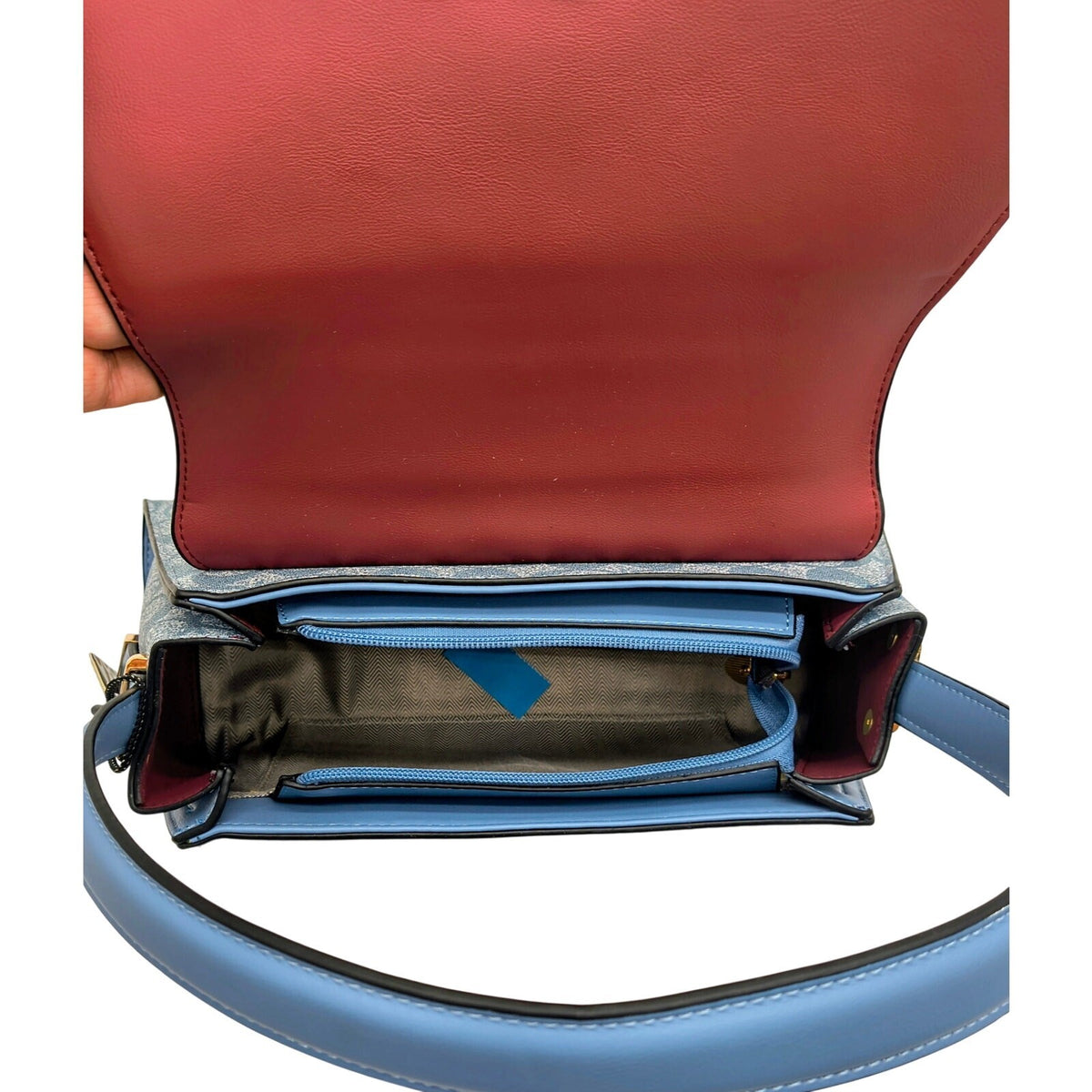 Blue 2-in-1 Monogram Satchel and Matching Wallet Set