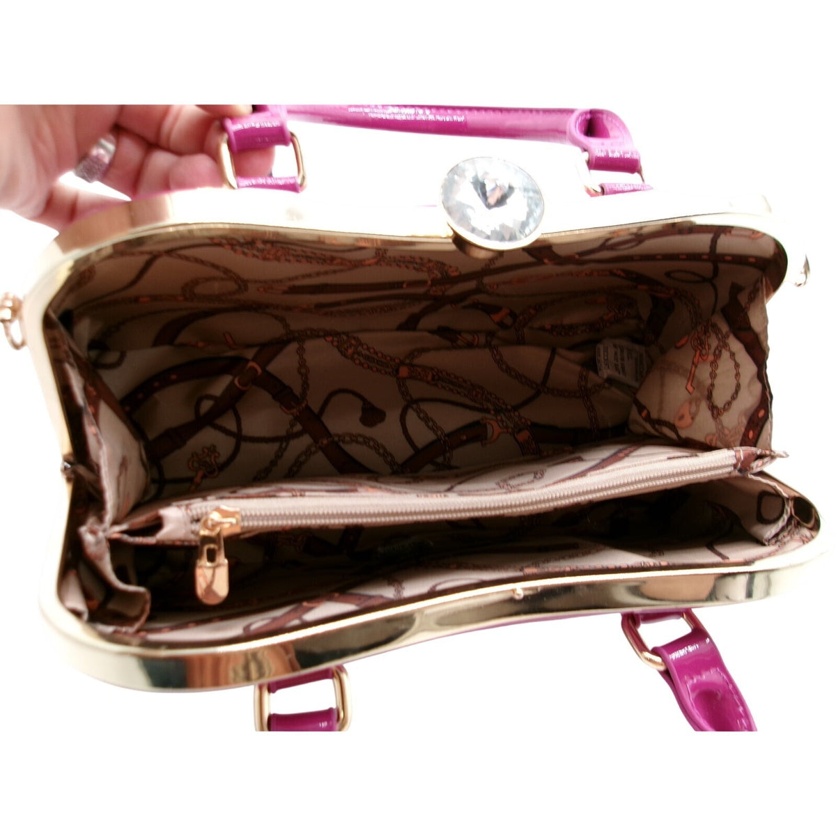 La Terre Plum Patent-Look Top Handle Satchel