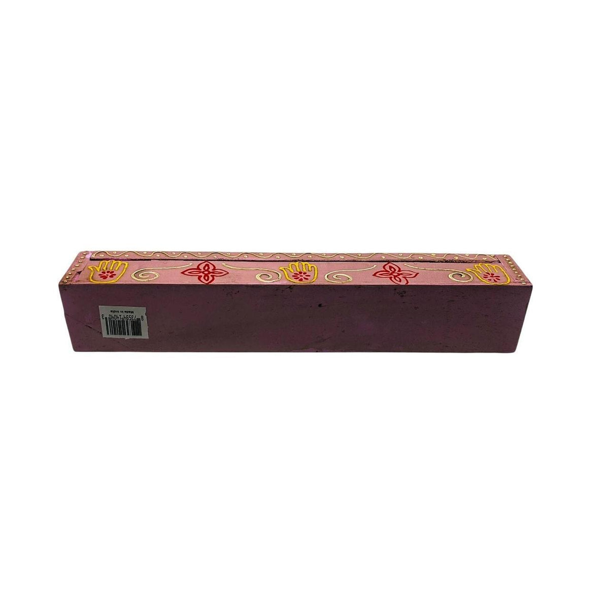 Hand-Painted Pink Sheesham Wood Incense Coffin Box Burner for Home Decor - Danisak