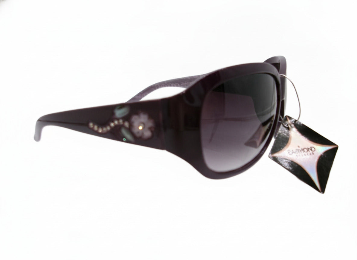 701 Dalia Inspired Women's Purple Oversized Sunglasses with Floral Detail - Danisak