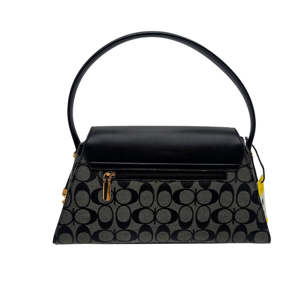 2-in-1 Black Monogram Satchel and Matching Wallet Set with Gold-Tone Push Lock