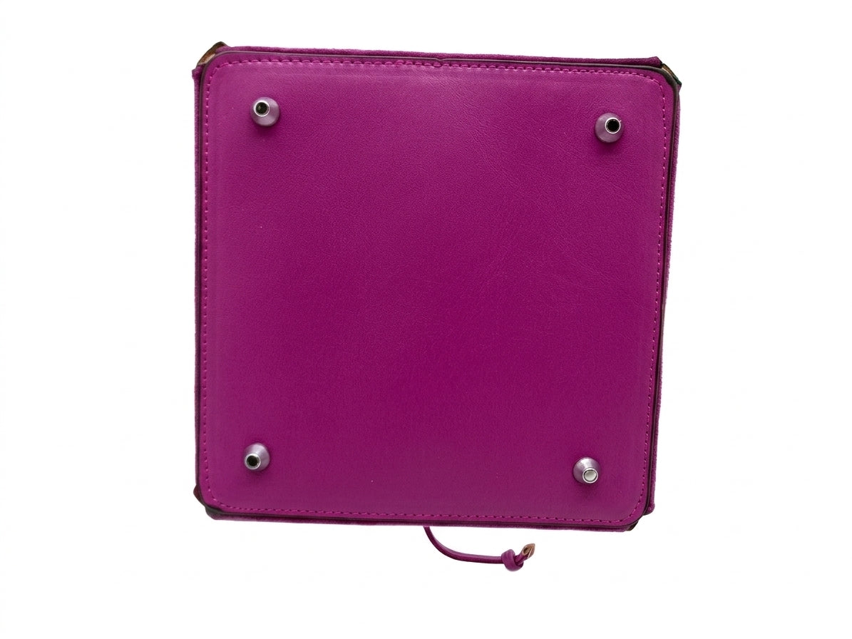 Fuchsia Studded Triangle Bucket Bag with Shoulder and Crossbody Straps