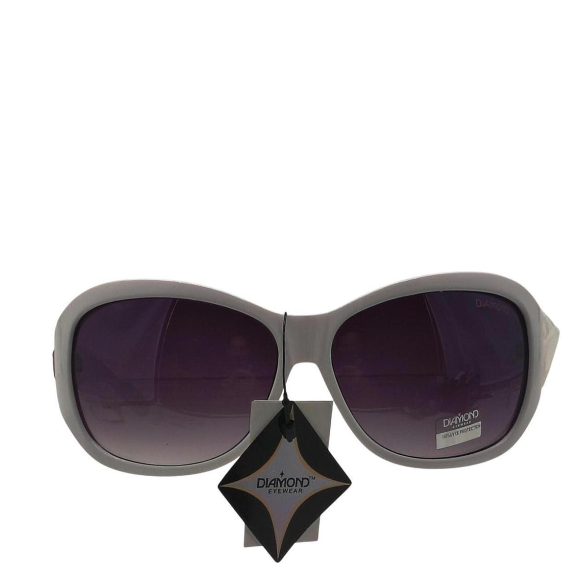 663 Diamond Eyewear white sunglasses with pink floral design on the arm - Danisak