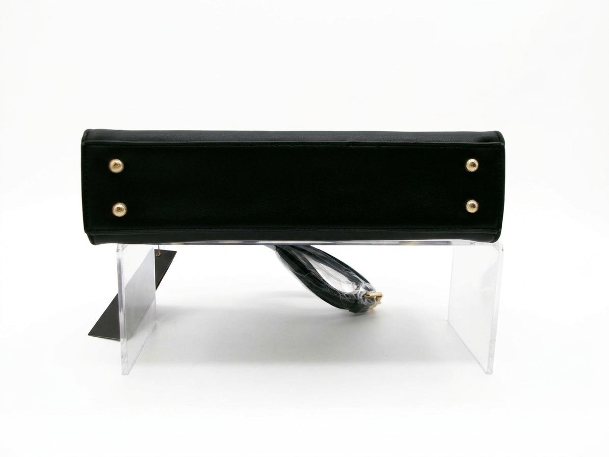 Isabelle Black Structured Top Handle Shoulder Bag