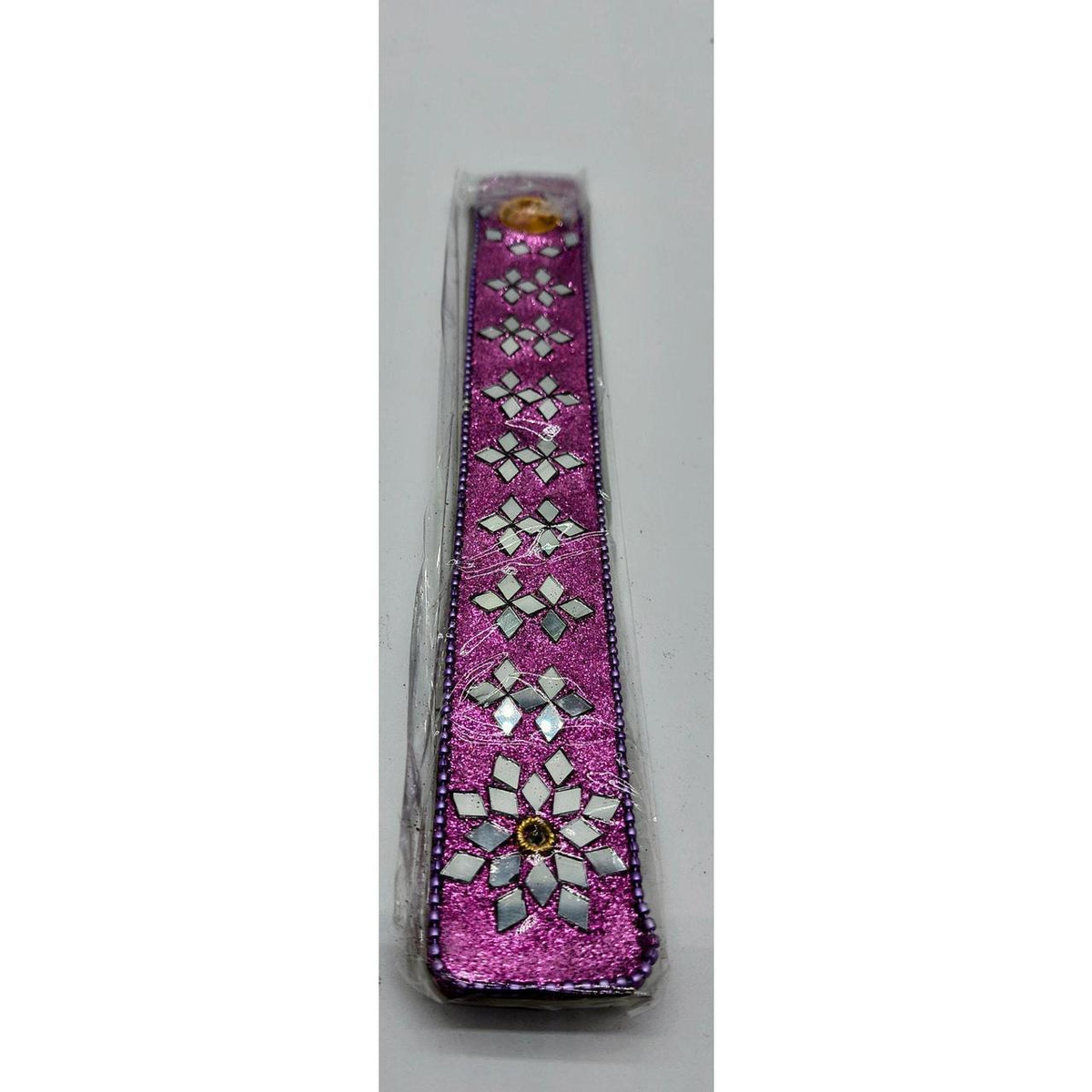 Purple Decorative Wooden Incense Burner Holder with Mirror Inlay - 11 Inches, Un - Danisak