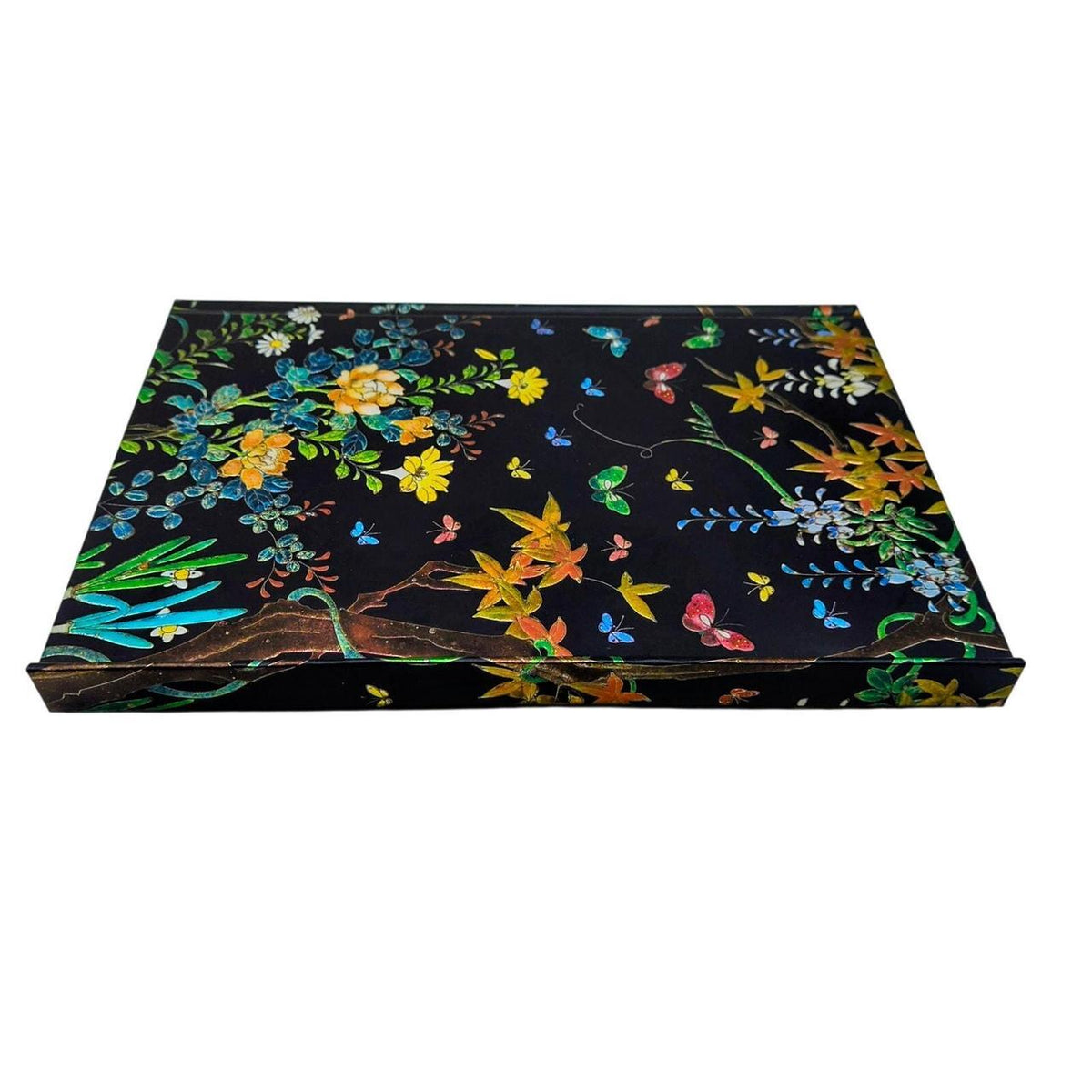 Flame Tree Notebook with Cloisonne Casket Flowers Design - Multi-Color Foil Embo - Danisak