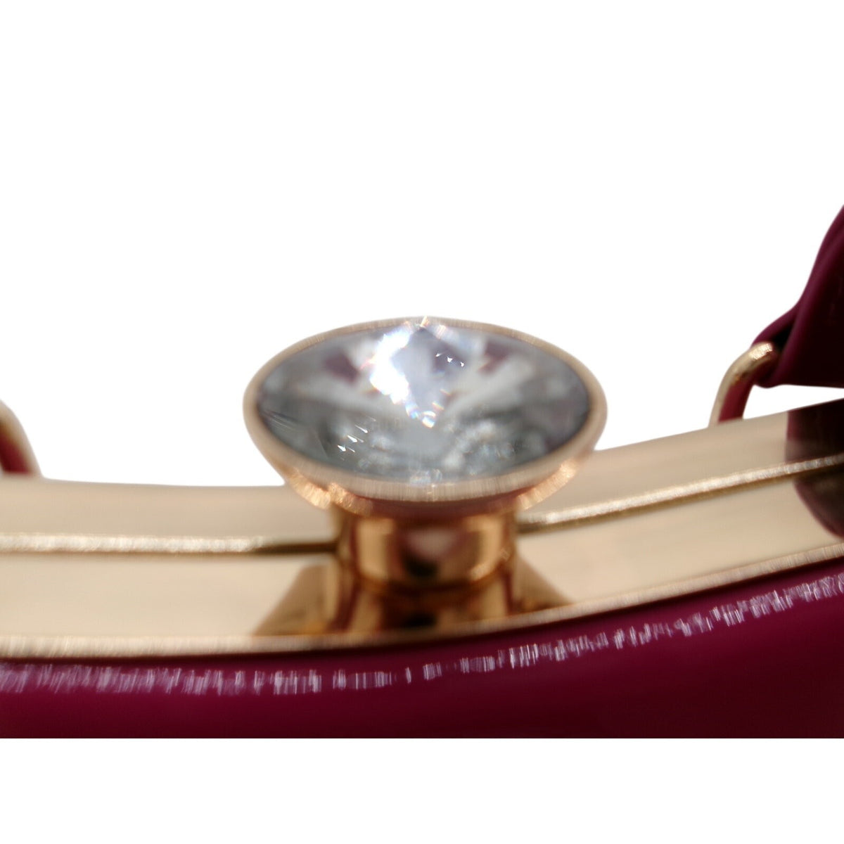 La Terre Purple Patent Leather Rhinestone Top Handle Handbag