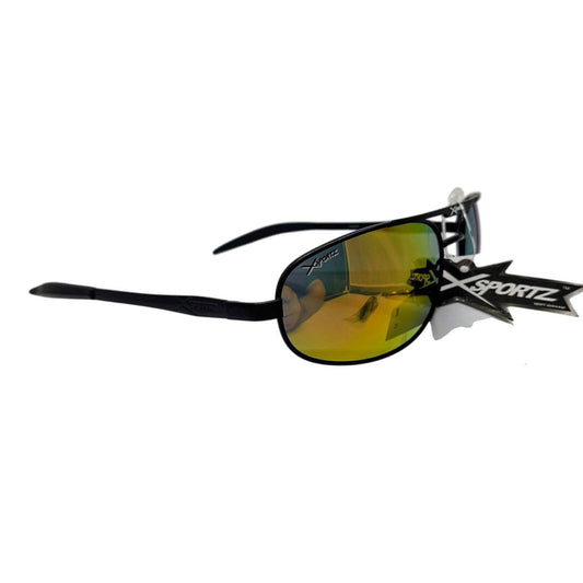 414 Xsportz black sunglasses with green/gold mirrored lenses - Danisak