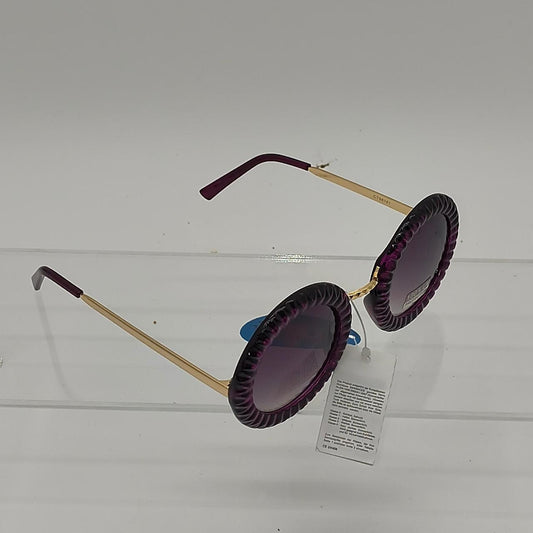 Purple round sunglasses with gold