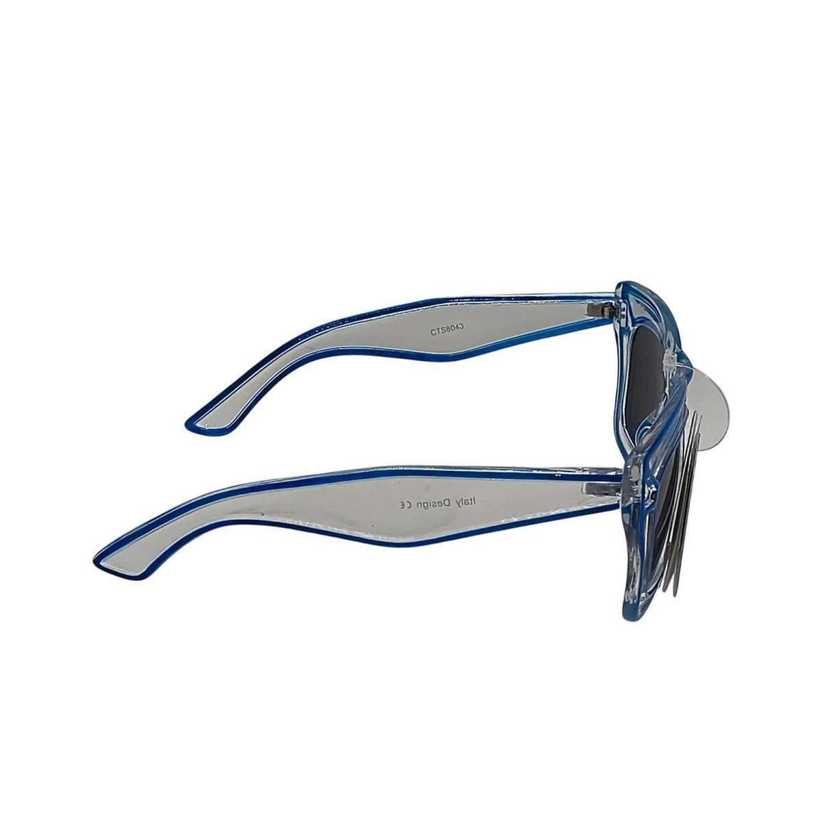 Blue and clear plastic sunglasses with blue accents - Danisak