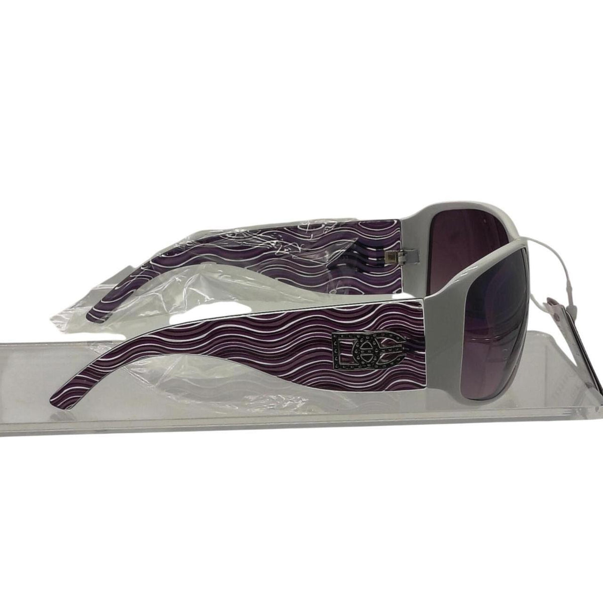653 White/purple sunglasses with purple wavy stripes - Danisak