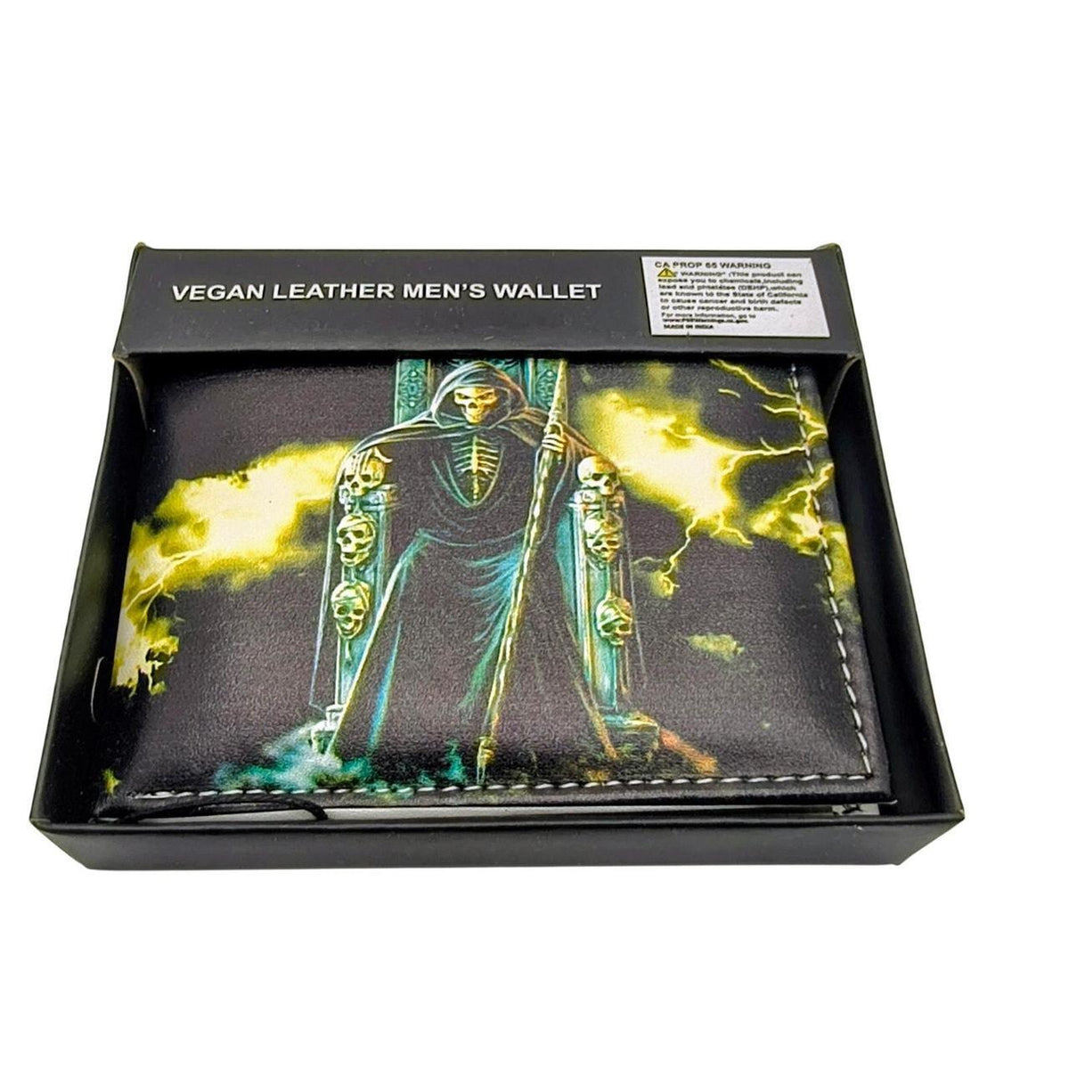 Unbranded Men's Vegan Leather Wallet with Grim Reaper Design, Gift Boxed - Danisak