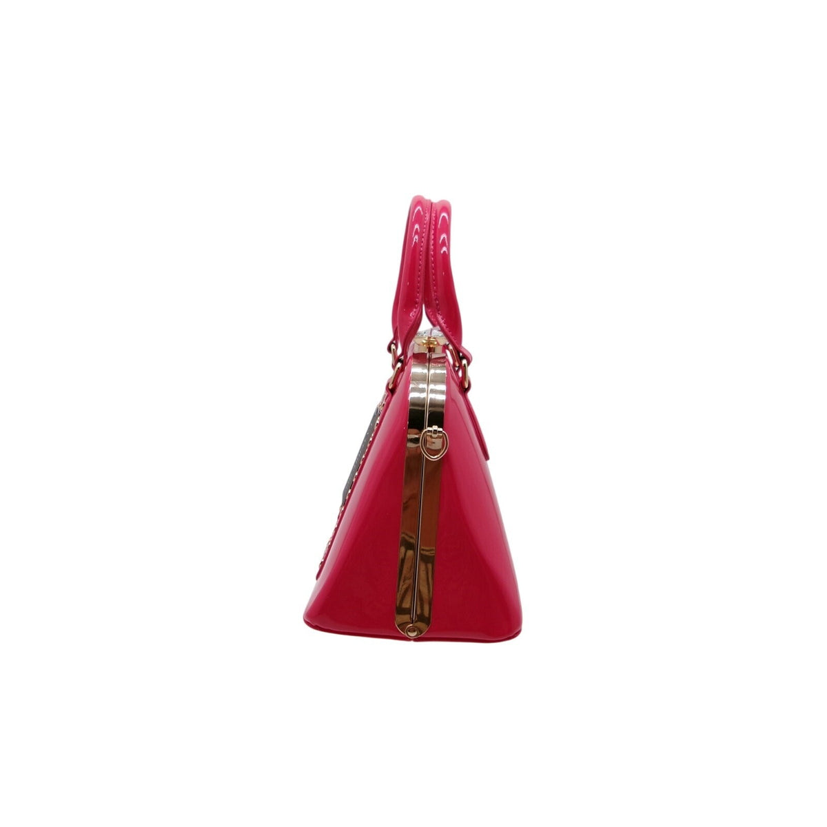 La Terre Pink Patent Leather Rhinestone Top-Handle Handbag