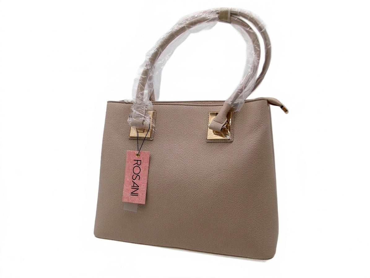 ROSANI Taupe Structured Top Handle Shoulder Bag