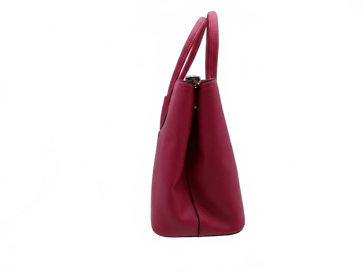 Fuchsia Structured Top Handle Satchel Bag with Wallet and Shoulder Strap