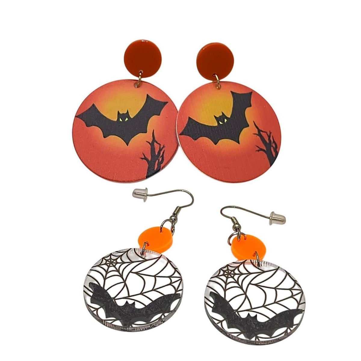 Unbranded Halloween Themed Bat and Spiderweb Earrings Set - Lightweight Multi-色,