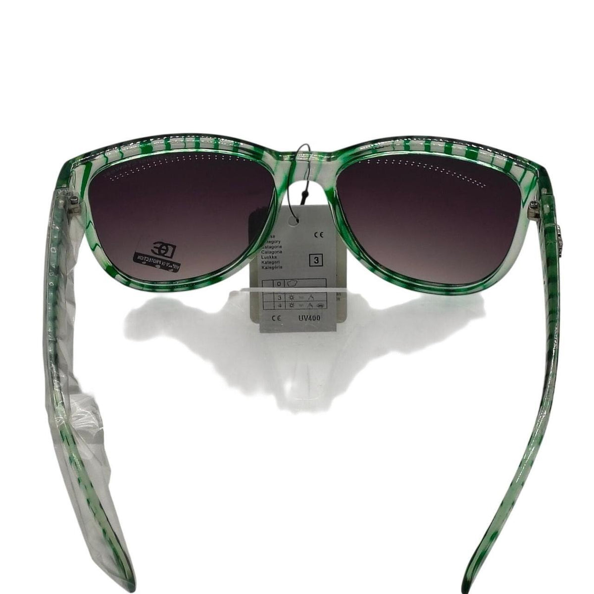 605 Green and white striped sunglasses with a retro vibe - Danisak