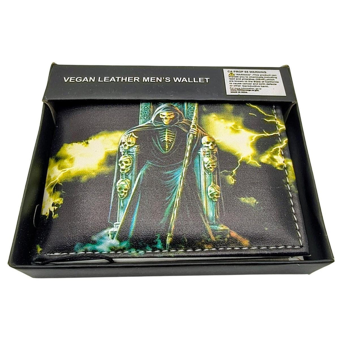 Unbranded Men's Vegan Leather Wallet with Grim Reaper Design, Gift Boxed - Danisak