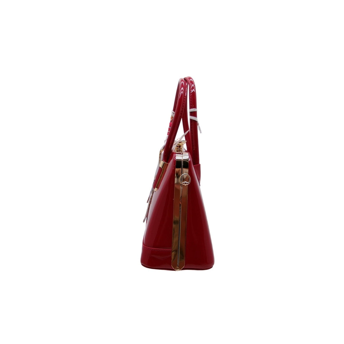La Terrie Red Top Handle Satchel Bag with Scarf and Shoulder Strap