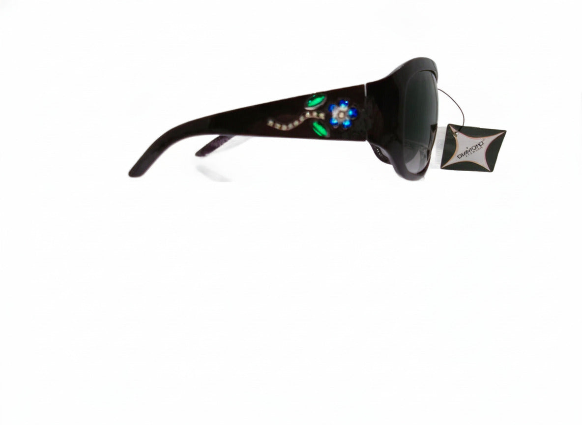 701 Dalia Inspired Women's Purple Oversized Sunglasses with Floral Detail - Danisak
