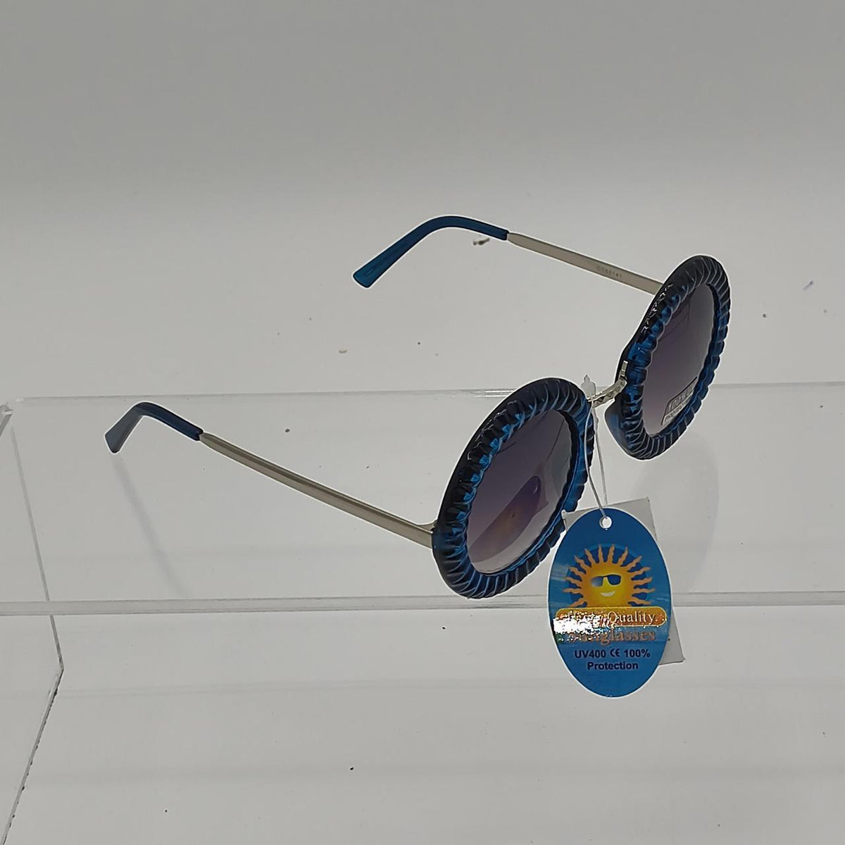 #151    Blue round sunglasses with silver accents #retro #summer - Danisak