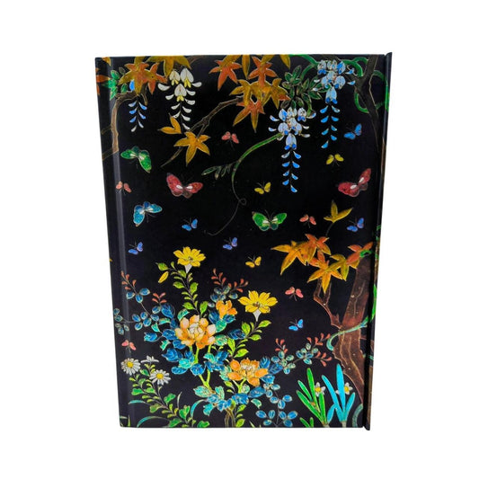 Flame Tree Notebook with Cloisonne Casket Flowers Design - Multi-Color Foil Embo - Danisak