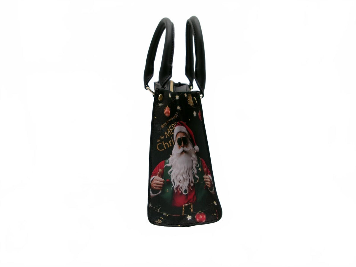 Christmas Santa Claus Printed Top Handle Tote Bag