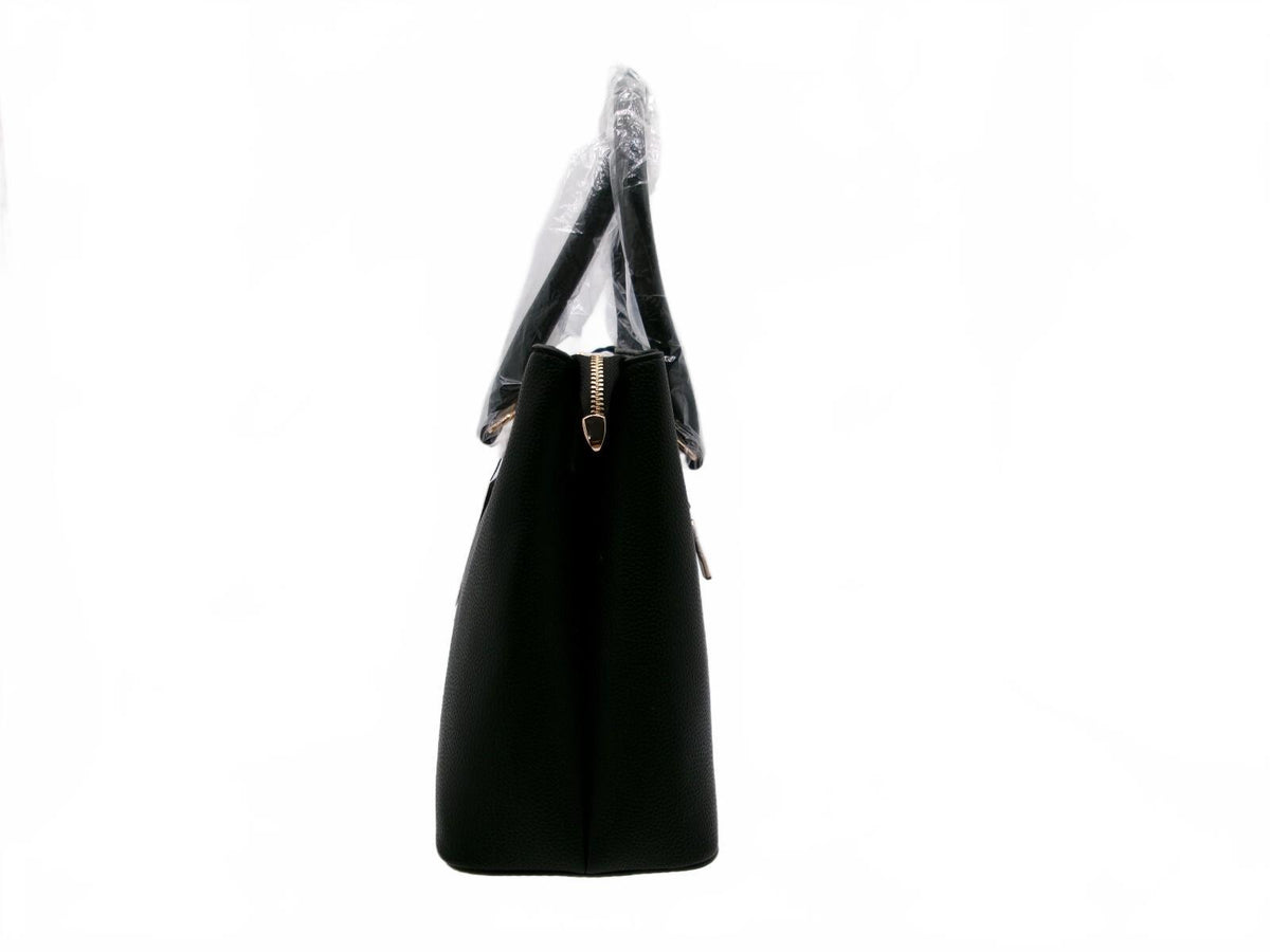 ROSANI Black Structured Top Handle Satchel Bag