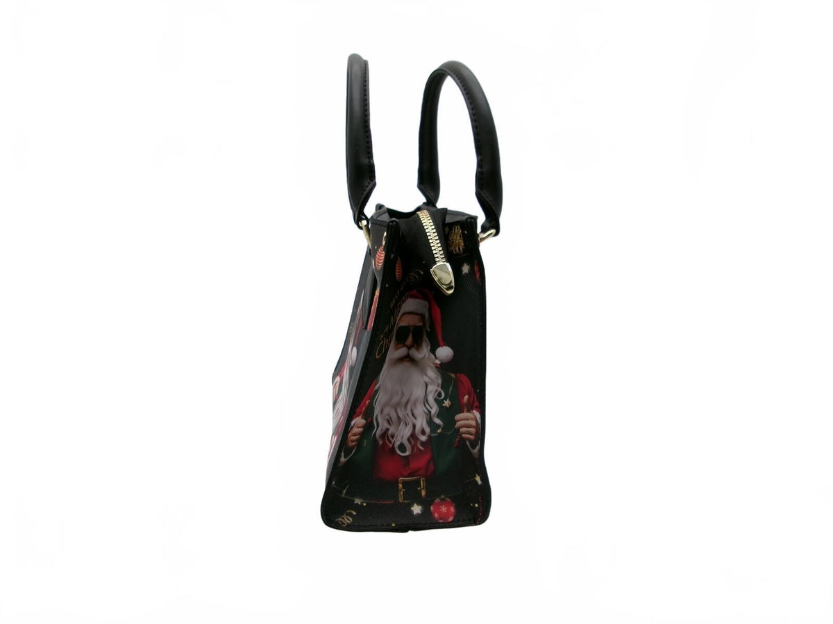 Christmas Santa Claus Printed Top Handle Tote Bag