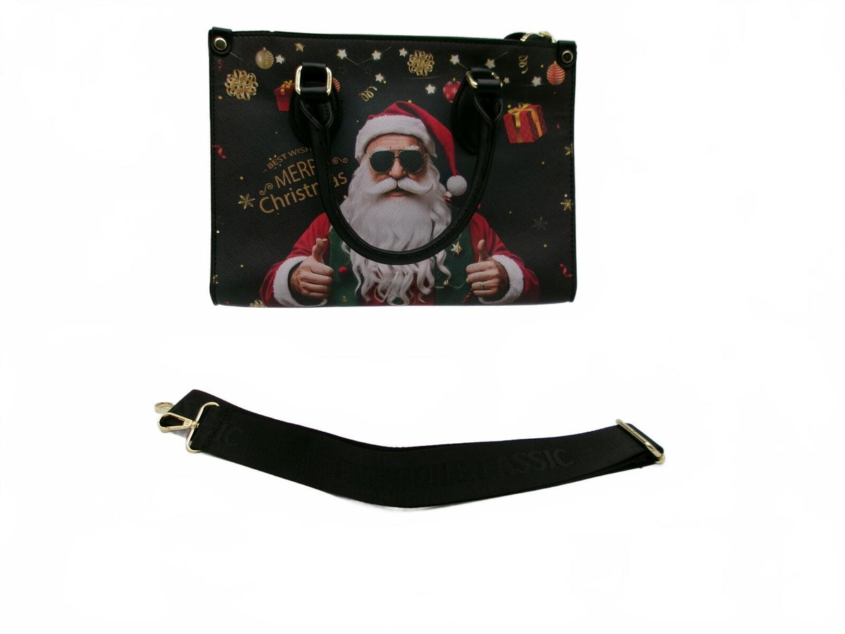 Christmas Santa Claus Printed Top Handle Tote Bag