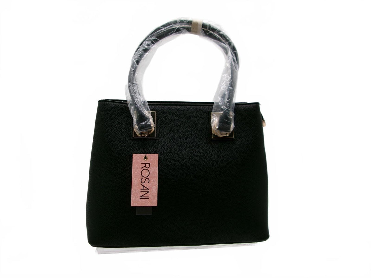 ROSANI Black Structured Top Handle Satchel Bag