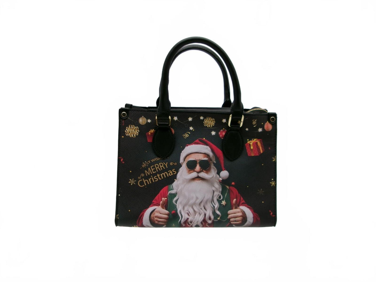 Christmas Santa Claus Printed Top Handle Tote Bag