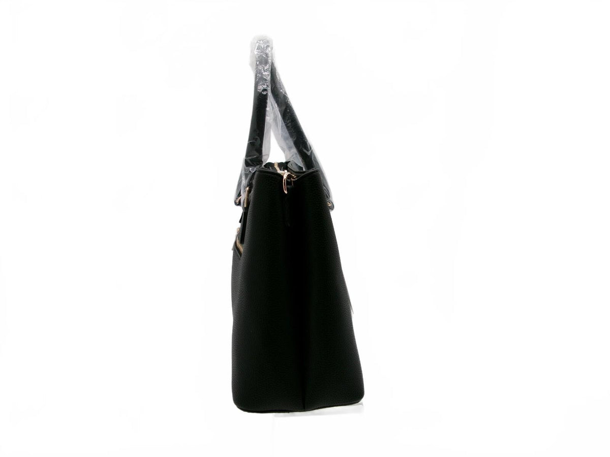 ROSANI Black Structured Top Handle Satchel Bag