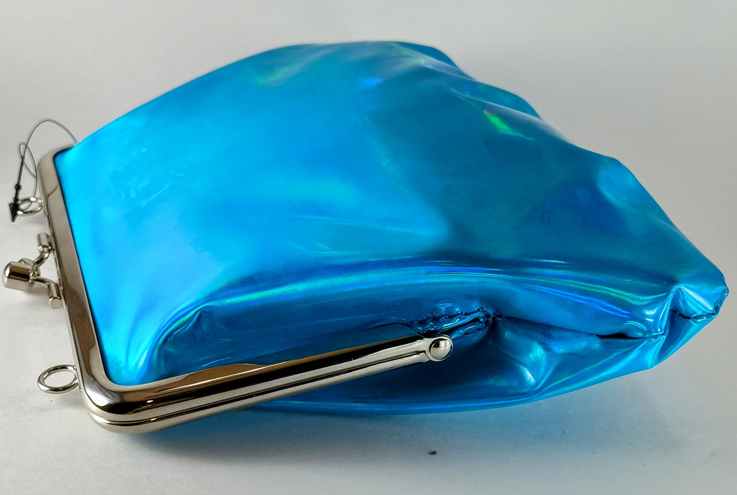 Electric Azure Mirror Bag – Metallic Ball Chain Frame Handbag P110