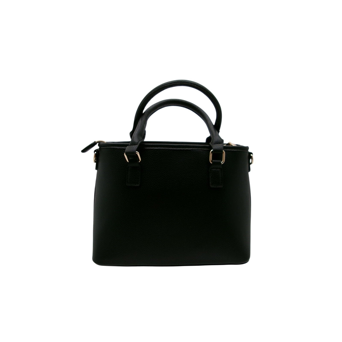 Rosani Accented Ayu Black Vegan Leather Satchel Bag with Adjustable Crossbody