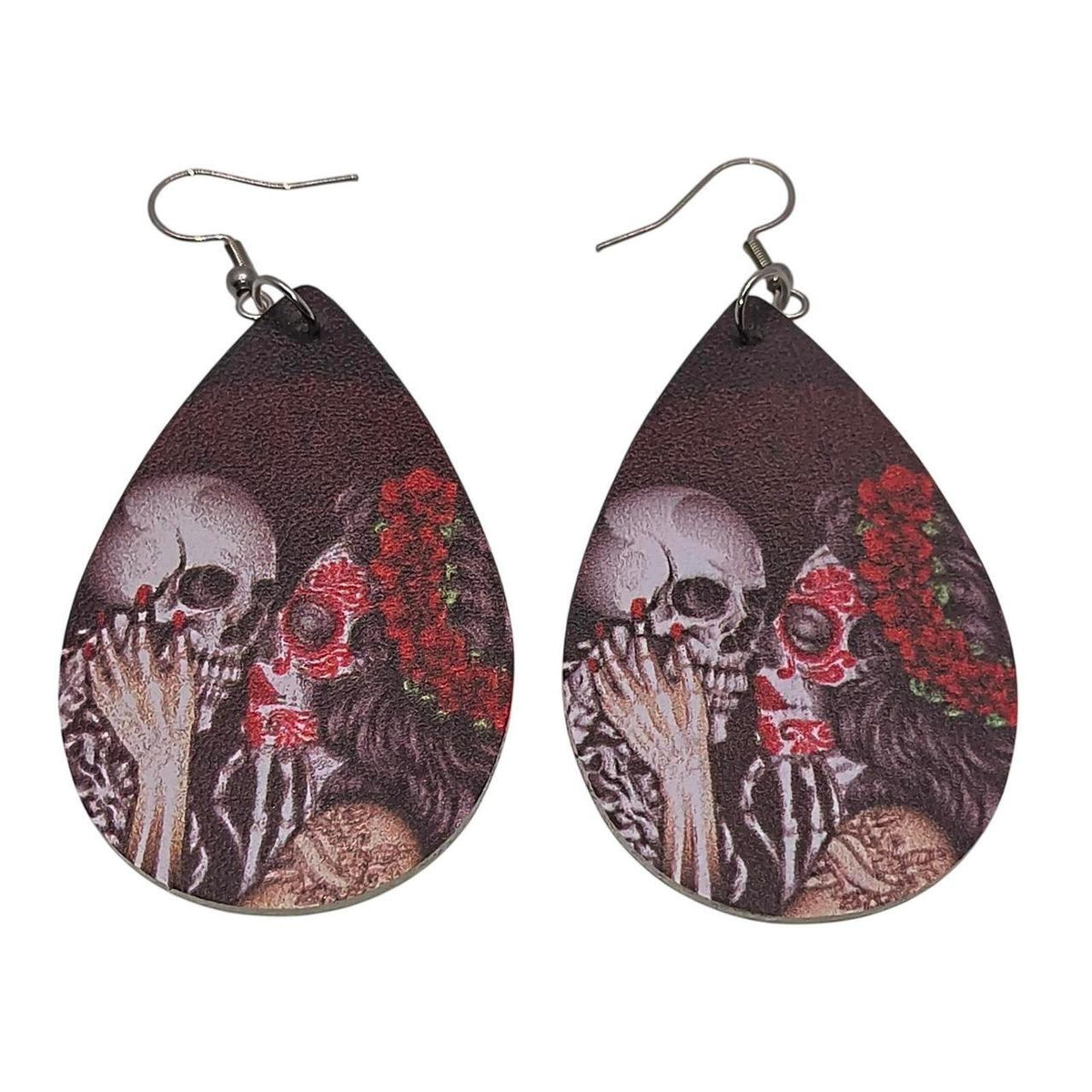 Unbranded Halloween PU Leather Teardrop Earrings Set - Skull & Pumpkin Designs,