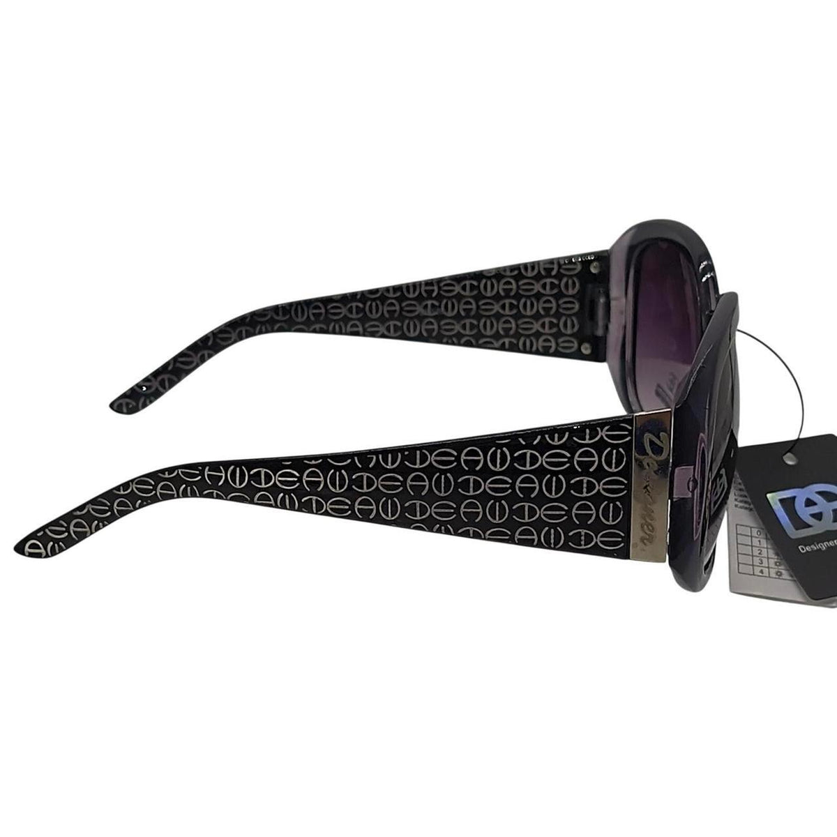.  Black & gray sunglasses with repeating geometric pattern on the arms - Danisak