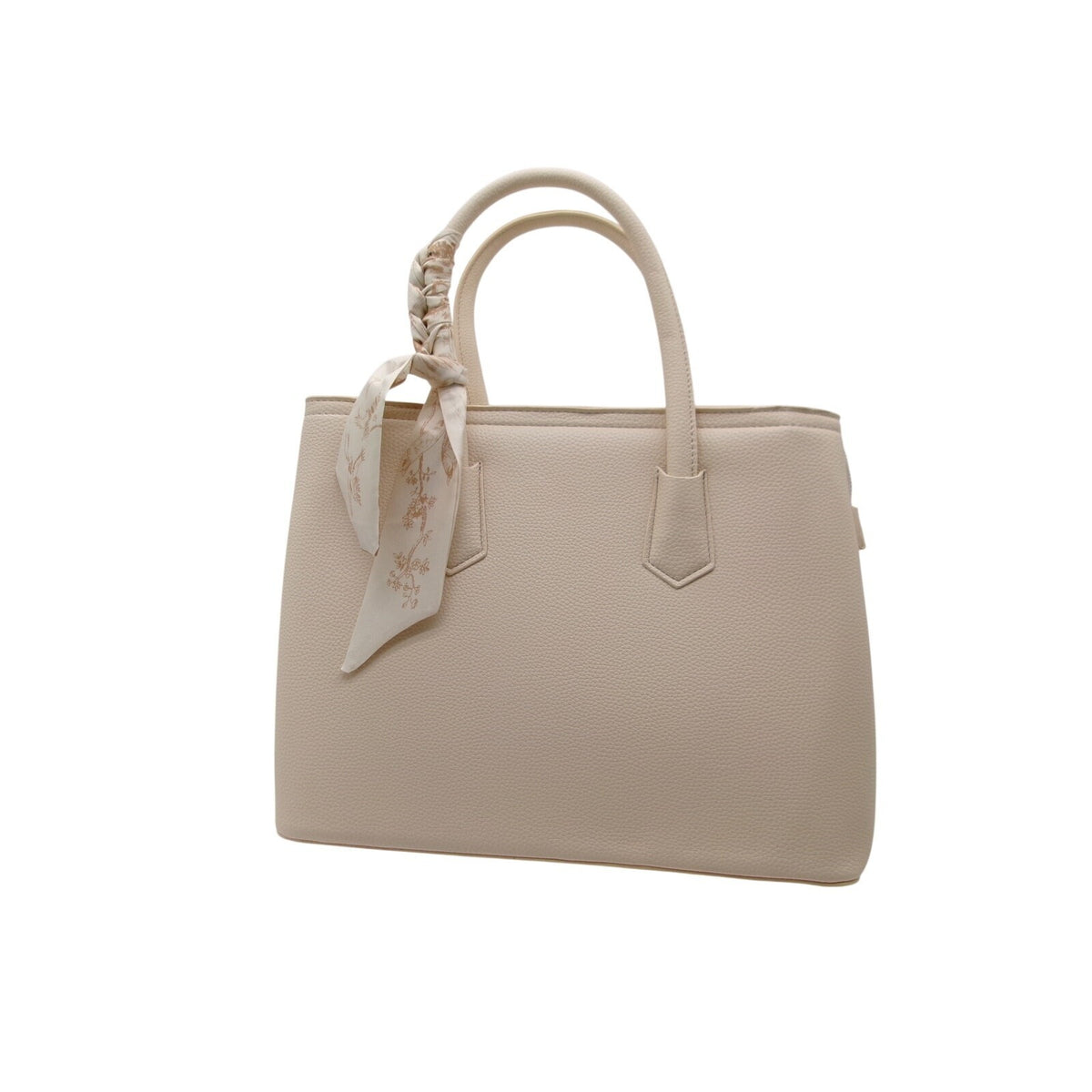 Beige Faux Leather 3-Piece Handbag Set with Shoulder Strap