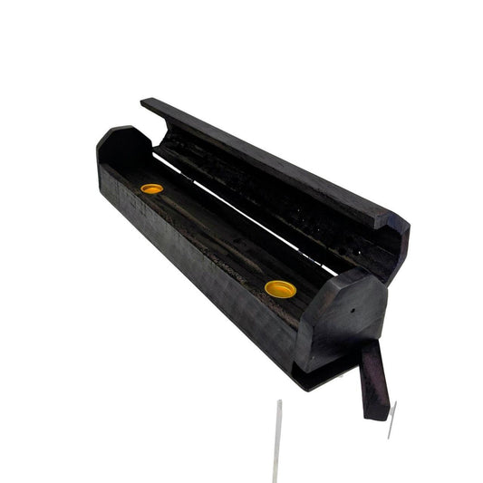 Hand-Carved Black Wood Incense Burner Box for 11-Inch Sticks and Cones - Danisak