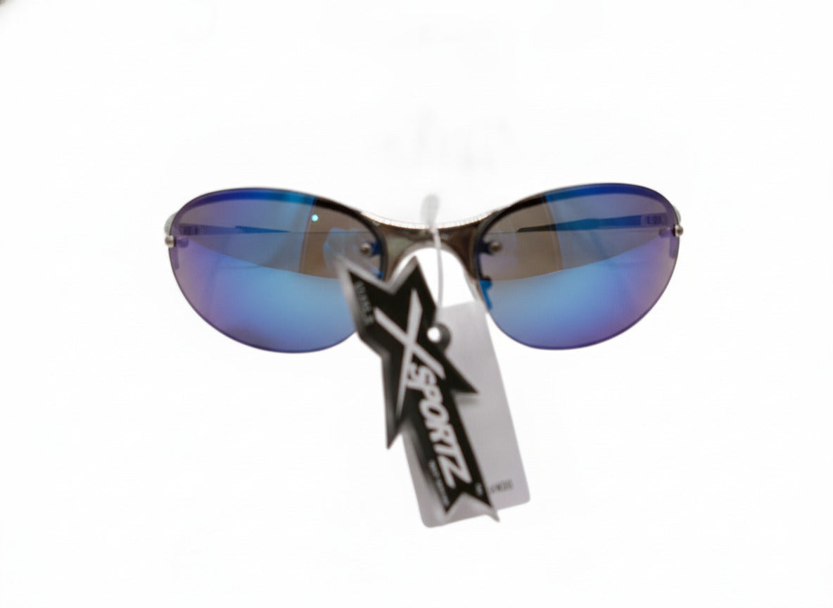 723  Xsportz Men's Blue Mirrored Lens Sunglasses with Silver Frame - Danisak